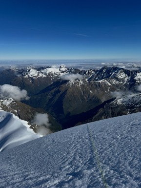 Mount Sefton
An alpine start from our tent camp, weaving through crevasses on the Douglas Glacier as first light crept in. A cold southerly breeze on the NW Ridge, firm frozen snow underfoot, and the western side of the Main Divide stretching north in perfect clarity — Aoraki front and centre.
Quick glacier travel in crisp conditions, then slow, deliberate footwork across the summit ice cap, glassy sastrugi demanding full attention. Nine pitches on solid anchors to round out a proper alpine climb.
Sefton doesn’t get guided often; conditions and weather need to align perfectly, the walk-in access is long and difficult — even fly-in access is no guarantee, as weather can change quickly and you’re exposed to the elements.
A great day out with Nina on a beautiful, understated peak. She’d had Mount Sefton in her sights for a long time — and after plenty of planning, patience, and reshuffling, we managed to achieve her dream.
📸 @elke_mountain_guide
#MountSefton #SouthernAlps #AorakiMountCook #NewZealandAlps #Mountaineering #AlpineClimbing #NZMountains #MainDivide #DouglasGlacier #AlpineStart #Alpinism #Crampons #IceAxe #Sastrugi #GlacierTravel #ClimbNZ #MountainAdventure #AlpineRecreation #NZMGA #WeAreIFMGA #GuideLife - Mount Sefton An alpine start from our tent camp, weaving through crevasses on the Douglas Glacier as first light crept in. 5