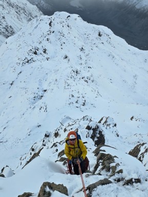 Autumn (uh Winter?) came in hard last week at Caroline Hut ❄️
We arrived to bare rock… and woke up to winter. Over a metre of cold powder fell during the course — 30cm on day one, and it just kept coming. Gale to severe gale force winds had us holding onto our hoods and adapting plans daily.
Despite the wild weather, the team got it done. A brief window along the ridge when the wind eased, the rest of the time honing skills close to the hut (so good to have a warm hut with a fire 🔥 ). With so much fresh snow, there was plenty of opportunity to learn in real conditions — avalanche awareness, companion rescue, and group scenarios became part of the classroom.
Ropes were going up while pitching on the final day, and digging out trad placements from under a metre of snow definitely kept things interesting.
From rock to full winter in a matter of days — a proper introduction to the realities of the mountains.
📸 @biaboucinhas & E. Holden
#mountaineering #alpinecourse #winteriscoming #avalancheawareness #wintermountaineering - Autumn (uh Winter?) came in hard last week at Caroline Hut ❄️ We arrived to bare rock… and woke up to winter. 8